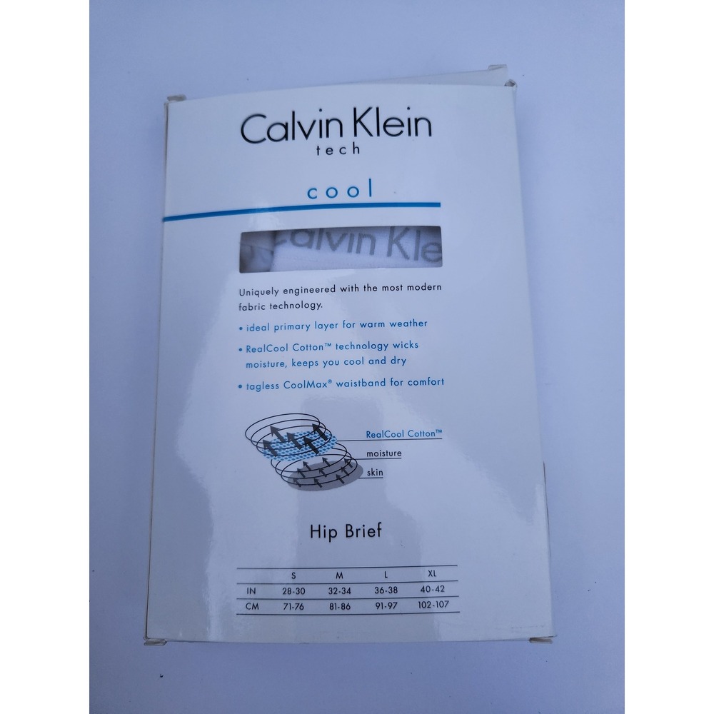 Calvin Klein Hip Brief White Tech Cool RealCool Cotton U2728D Size S - Picture 2 of 4